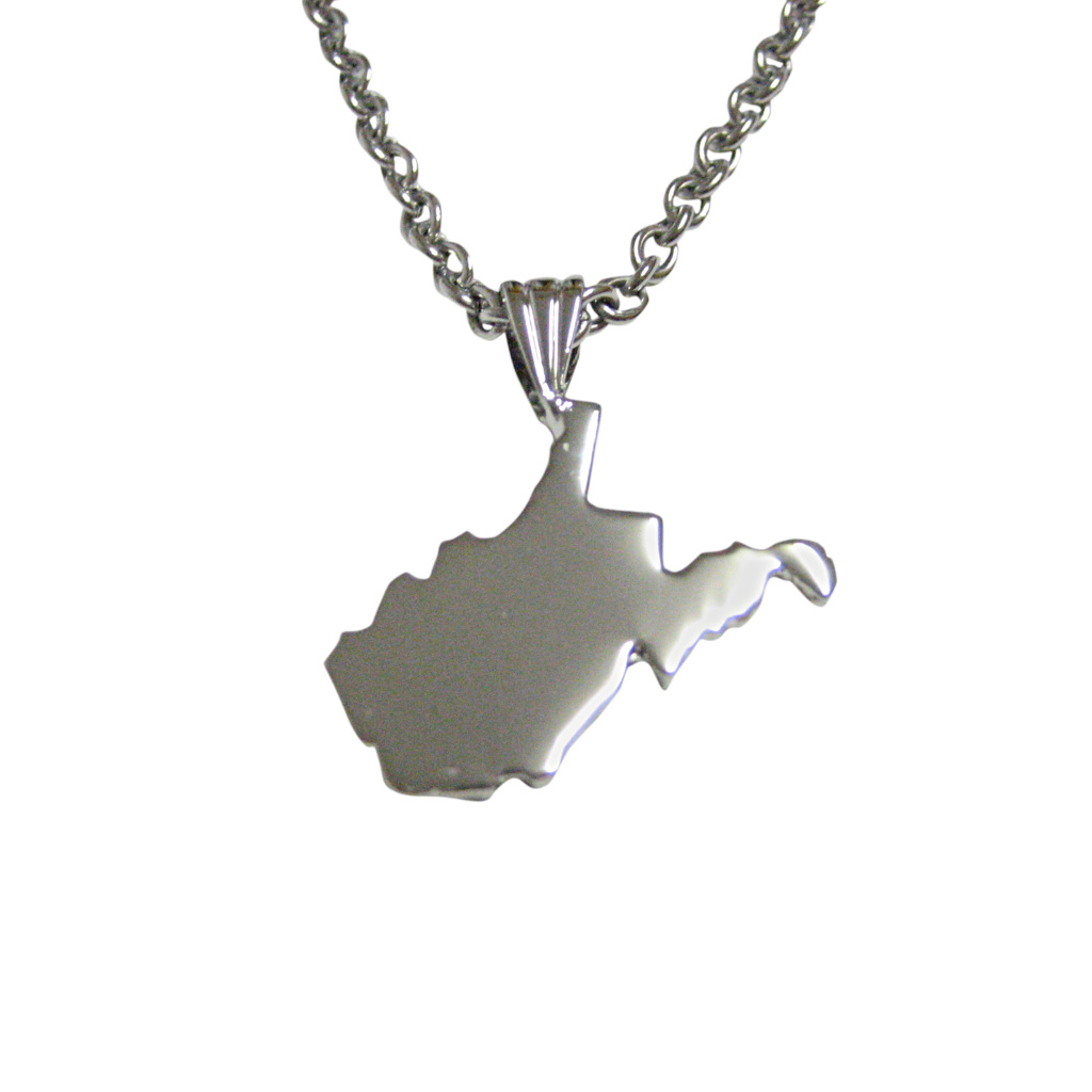 West Virginia State Map Shape Pendant Necklace 30$